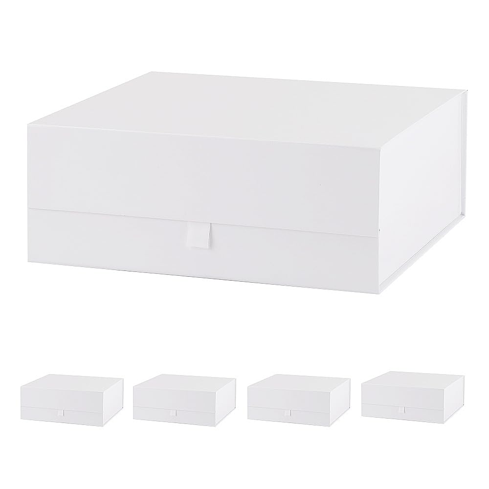 Photo 1 of PLINJOY 5 Pcs White Gift Box Large 13.5x11.8x4.7 Inches, White Gift Boxes for Presents with Magnetic Closure Lid, Luxury Gift Box Rectangle Collapsible Boxes for Gift Packaging