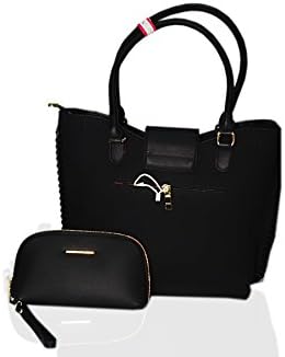 Leather Outwear Susen Women Top Handle Satchel Handbags Tote Purse (Black)