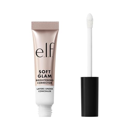 e.l.f. Soft Glam Brightening Corrector, reduce las ojeras y la decoloracion, hidrata y proporciona un acabado natural, vegano y no testado en animales, color blanco