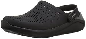 Image of Crocs Men's and Women's LiteRide Clog, Casual Athletic Shoe with Extraordinary Comfort Technology, Black/Slate Grey, 12 US Women / 10 US Men