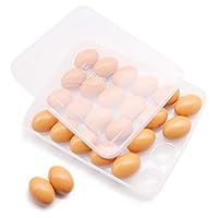 HansGo Egg Holder for Refrigerator, Deviled Egg Tray Carrier with Lid Fridge Egg Storage Stackable Plastic Egg Containers, 24 Egg Tray