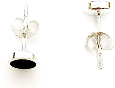 925 Sterling Silver Black Onyx Button Ball Stud Earrings, 6 mm Diameter