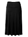 FLORIA Women's Solid Lightweight Knit Elastic Waist Flared Midi Skirt Black M