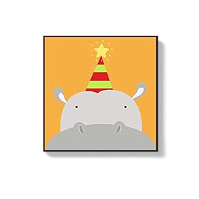Framed Canvas Wall Art for Living Room, Bedroom Cute Cartoon Animals Canvas Prints for Home Decoration Ready to Hanging - 16x16 inches
