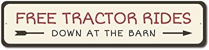 Janet Carmen Tractor Rides Decor, Hay Rack Ride Sign, Tractor Rides Sign, Barn Tractor Decor, Barn Party Sign, Hayrack Sign, Quality Aluminum 4"x18" Metal Sign.