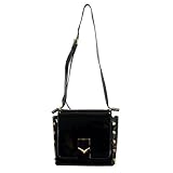 Jimmy Choo Leather Black Lacquer Adjustable Strap Women's Crossbody Shoulder Bag