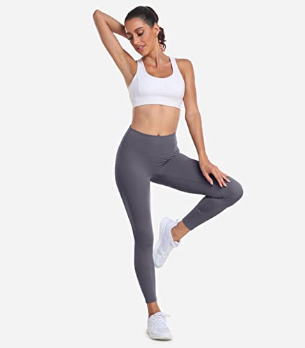 TURBOFIT WORKOUT LEGGINGS FOR WOMEN HIGH WAIST TUMMY CONTROL BUTTERY SOFT GYM YOGA PANTS SQUAT PROOF BOOTY TIGHTS DARK GREY