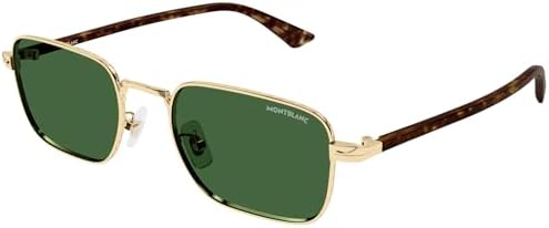 Montblanc MB 0339S 003 Silver Metal Rectangle Sunglasses Blue Lens