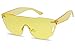 Colorful Bold Oversize One Piece Mono Block Full Shield Rimless Color Sunglasses (Yellow (Shield), Transparent)