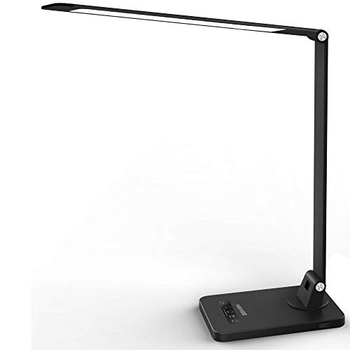 MEIKEE-LED-Desk-Lamp-Aluminum-Dimmable-Table-Lamp-5-Lighting-Models-with-8-Brightness-Levels-Touch-Control-and-Memory-Function-3060min-Auto-Timer-5V1A-USB-Charging-Port-12W-Black