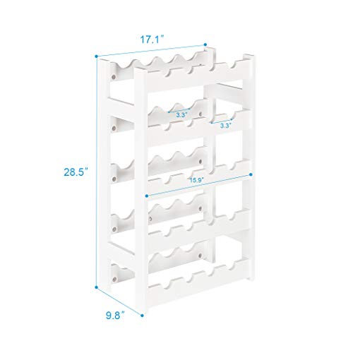 Sunon Wine Rack 5 Tier 20-Bottle Wood Wine Holder Freestanding Wobble-Free Storage Stand Display Wine Shelf (White)