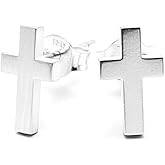Petite 925 Sterling Silver Cross Earrings for Women, Handcrafted Religious Studs, Elegant Spiritual Gift Idea
