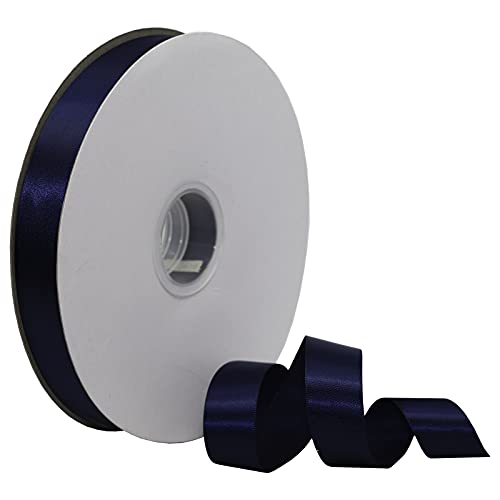 Morex Ribbon Single Face Satin Ribbon, 7/8 inch by 100 Yards, Navy, 07722/00-370