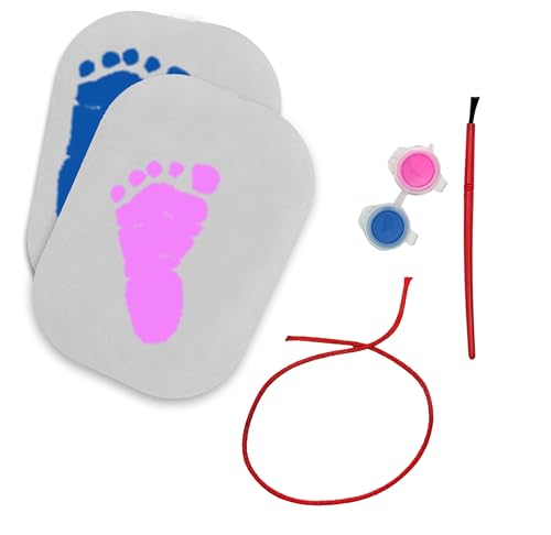 Knextion Inc Baby Handprint Kit, Baby's Footprint Keepsake Christmas Ornament Set, Pink or Blue for Boy or Girl, Keepsake Christmas Tree Ornament - 2 Piece Set