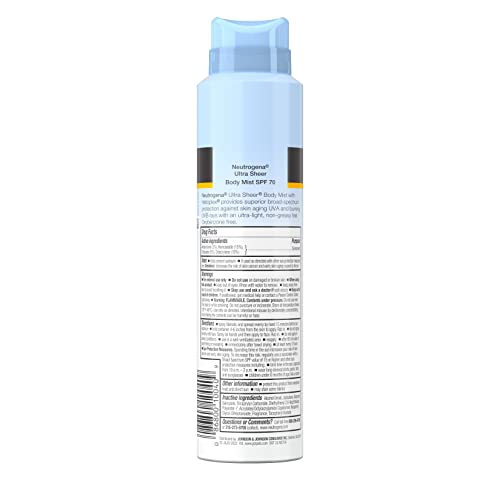 Neutrogena Ultra Sheer Body Mist SPF 70 Sunscreen Spray, Broad Spectrum