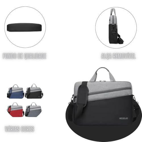 Capa Bolsa Maleta Notebook Com Alça De Ombro Alça De Mão Reforçada Impermeável Divisórias Case Note Bag Estojo Pasta Organizadora Notebook 16 Polegadas 2 Bolsos Externo Faculdade Escola Trabalho