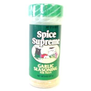 Spice Supreme - Garlic Seasoning For Pizza (48 Pieces) - Spice Supreme - Garlic Seasoning For Pizza. 8 Oz. Plastic Bottle. Great For Adding Seasoning To Pizza. Ingredients: Granulated Garlic And Salt