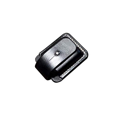 Hand Made Leather Lighter Protective Sleeve case Genuine Full Grain Cowhide Handcrafted Pouches Holder (Black)
