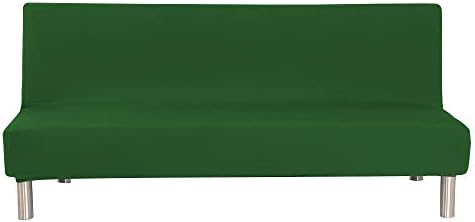 PengXiang Futon Sofa Cover, Slipcover Solid/Muti Color Sofa Bed Covers Full Folding Elastic Armless 80 x 50 inch, Lightweight Stretch Furniture Protector- Green:80" X 50"