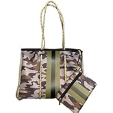 Dallas Hill Designs Large Tote Bag for Women | Neoprene Shoulder Purse | Travel, Beach, Gym Handbag | Extra Pouch