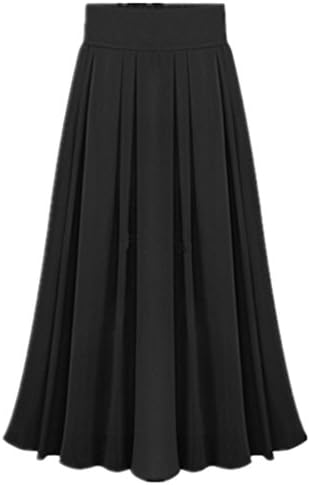 XINUO Women's Pleated Elastic Waist Chiffon Casual Holiday Beach OL Maxi Skirts