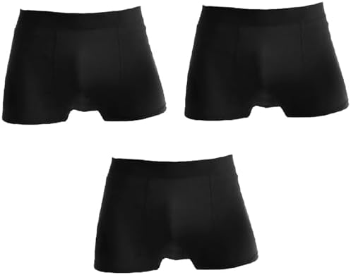 UMIRIKO Black Gray Men's 3-Pack Boxer Brief Stretch Boxer Trunk S