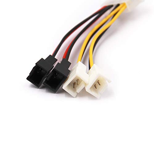WYMECT 2 Pack IDE Molex 4-Pin to 3-Pin TX3 Case Cooling Computer Fan Multi-Fan Out Power Converter Cable Speed Control Line 2X5V/2X12V