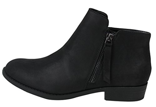 City Classified Women's Closed Toe Zipper Tassel Low Heel Ankle Boot (Black, 7.5 B(M) US)