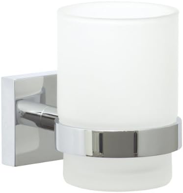 Nie Wieder Bohren EK145 6.7 x 11 x 9.5cm Ekkro Toothbrush Glass Holder with Never Drill Again Mounting Technology - Chrome
