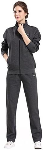 Miuk Women's Cardigan Tracksuit Full Zipper Basic Sportswear Sports Suit Black Grey M