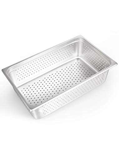 Stainless Steel Perforated Steam Table Pan, ATOSA A2006P Full Size 6" Deep Stainless Steel Steam Table Perforated Pan and Anti-Jam Hotel Pan Buffet Food Pans Food Pan