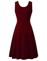 WNEEDU - Vestido sin mangas de verano para mujer, de algodón, casual, acampanado