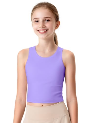 JOCMIC Girls Tank Tops Athletic Shirts Double-Lined Racerback Workout Crop Tops High Elasticity for Gymnastics Yoga