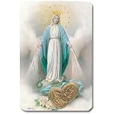SHERMAN Our Lady of Grace Memorare Laminated Catholic Prayer Holy Card with Medal and Prayer on Back