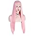 ENTRANCED STYLES Synthetic Pink Lace Front Wigs for Women Long Straight Wigs Light Pink Color 150% Density Heat Resistant Fiber 30