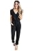 Cinyifaan Women's V Neck Casual Loose Long Jumpsuits Romper Playsuit with Belt,Medium,Black