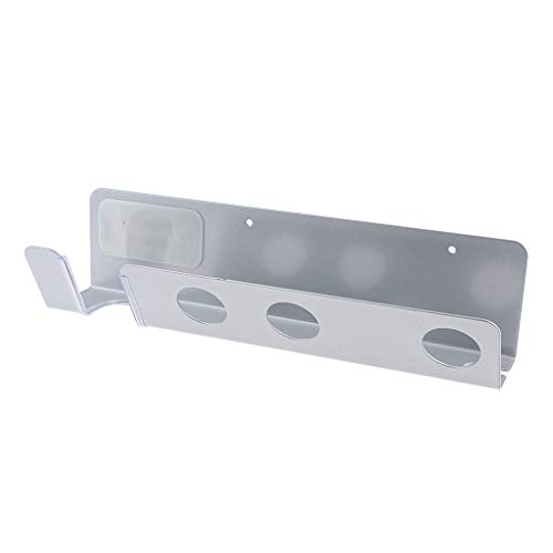 B Blesiya Wall Mount Hair Dryer Storage Rack Makeup Organizer for Dyson Supersonic Hair Dryer&Accessory - Silver