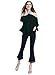 WLLW Women Chiffon Off Shoulder Long Sleeve Halter Neck Shirt Blouse Tops,Black,US M