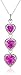 Amazon Collection Sterling Silver, Created Gemstone, and Diamond Heart Pendant Necklace, 18
