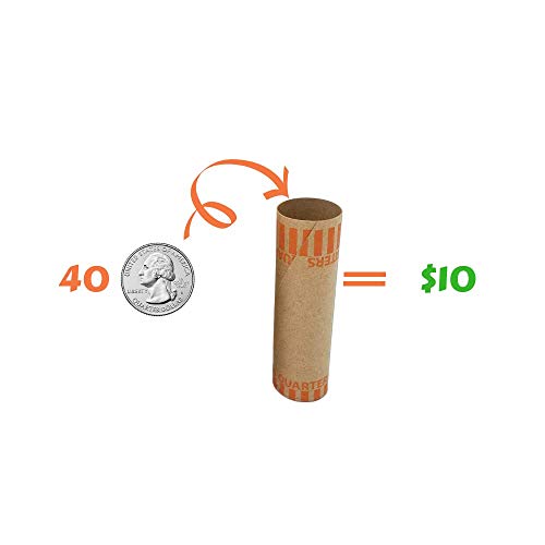J Mark Burst Resistant Preformed Quarter Coin Roll Wrappers, Made in USA, 60Count Heavy Duty