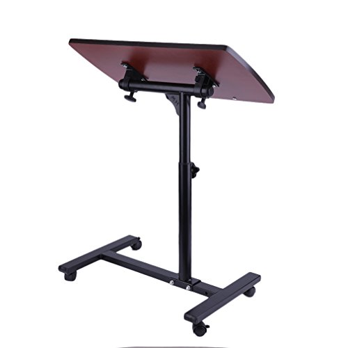 Coldecedar Overbed Bedside Table With Wheels Medical Adjustable Portable Laptop Notebook Rolling Table Cart Stand Tiltable Tabletop Desk Over Bed Tables (hospital and Home Use)