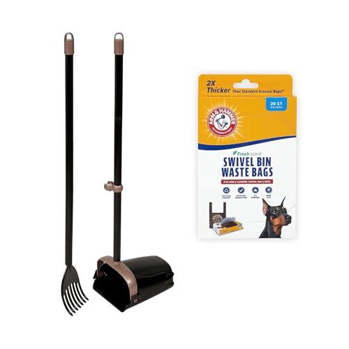 Arm & Hammer Pooper Scooper Swivel Bin & Rake Dog Poop Scooper with