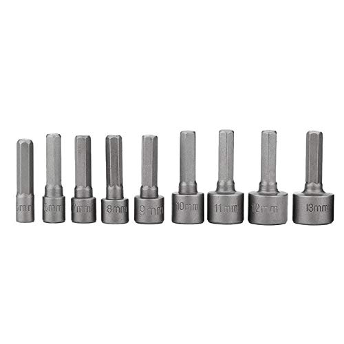 Wrench - 9pcs 5-13mm Power Nut Driver Drill Bit 1/4" Hex Shank Metric Socket Wrench Screw - Thumbnail 4
