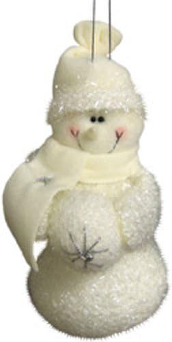 White Fuzzy Snowman Ornament with Snowball [AR2256B]
