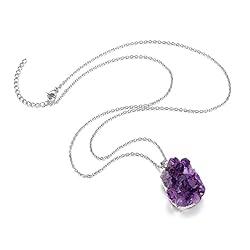 Jovivi Natural Amethyst Cluster Crystal Necklace