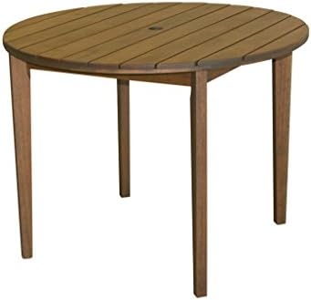 Timbo Mestra Hardwood Outdoor Patio Round Dining Table, BrownFinish