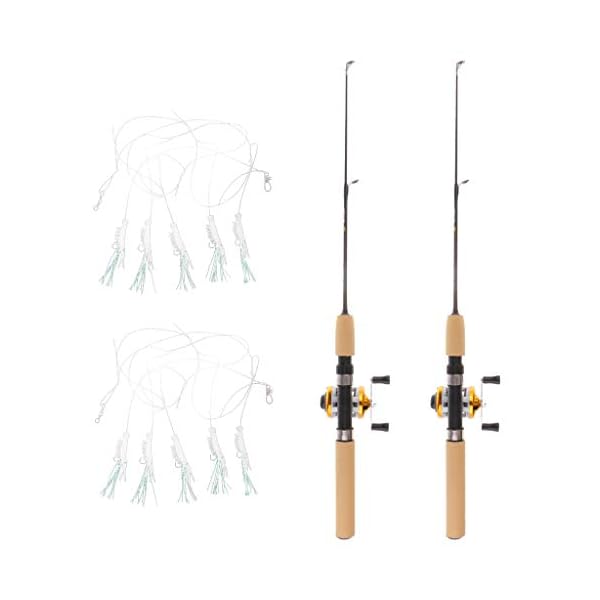 Perfeclan Packung mit 2 Micro Telescopic Ice Angelrute mit Baitcasting Reel Travel Rod 75cm – Bild 4