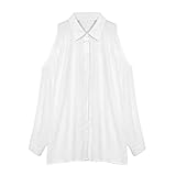 Sunward(TM) Womens Loose Off Shoulder Long Sleeve Chiffon Shirt (XLarge, White)
