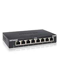 NETGEAR   Conmutador Gigabit Ethernet de 8 puertos, desadministrado, escritorio, divisor de Internet, metal resistente, sin ventilador, enchufe y juego (GS308)