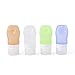 COMFY TRAVEL Small Silicone Bottles Set of 4 x 1.25 oz., Quality BPA Free Silicone, Leak Proof, Squeezable, Easy Clean & Refill, TSA Approved, Perfect Tubes Set for Toiletry Kits, Carry-on Luggage